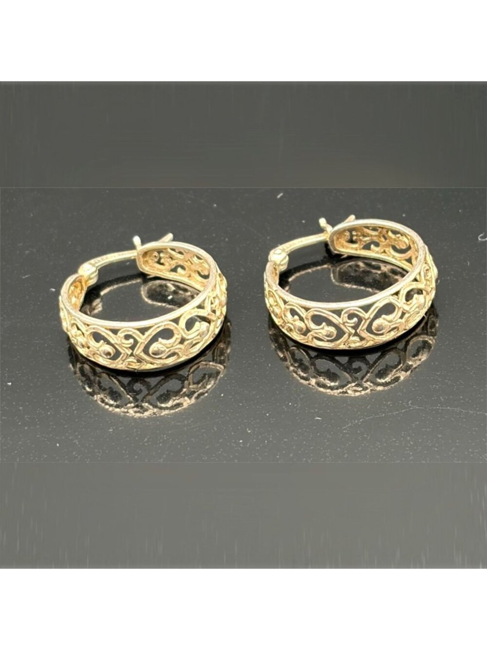 Sterling Silver Filigree Scroll Hoop Earrings